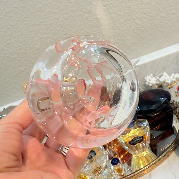 Vintage Hungarian Perfume Bottle with Glass Dauber and Pink Bows - Picture 11 of 13